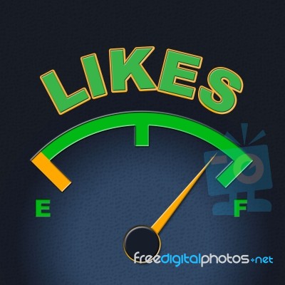 Likes Gauge Shows Social Media And Display Stock Image