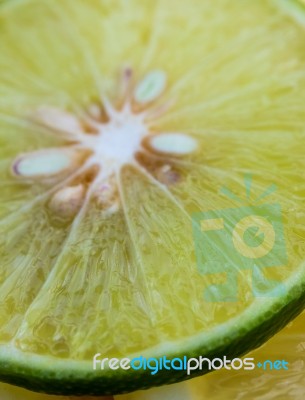 Lime Slices Represents Cut Tropical And Refreshing Stock Photo