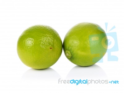 Limes On White Background Stock Photo