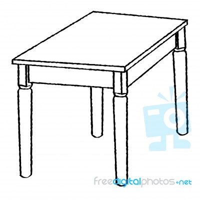 Line Drawing Of Table -simple Line Stock Image