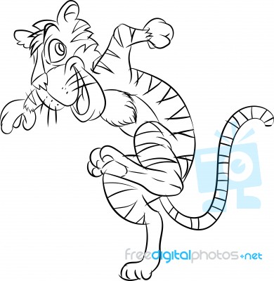 Line Drawing Tiger Be Running -  Illustration Stock Image