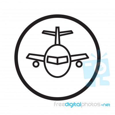 Linear Airplane Icon -  Iconic Design Stock Image