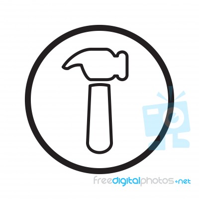 Linear Hammer Icon -  Iconic Design Stock Image