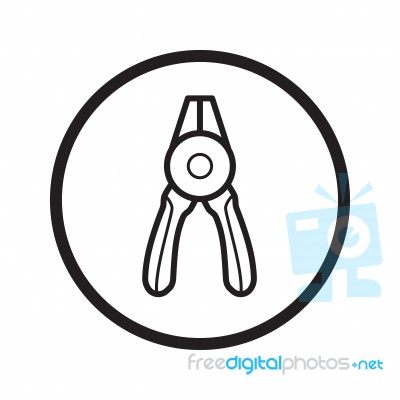 Linear Round Nose Pliers Icon -  Iconic Design Stock Image