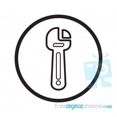 Linear Wrench Repair Icon -  Iconic Design Stock Image