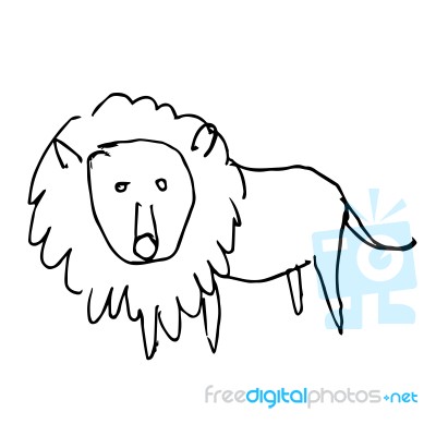 Lion Doodle Hand Drawn Stock Image