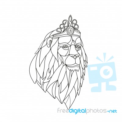 Lion Princess Wearing Tiara Mosaic Black And White Stock Image