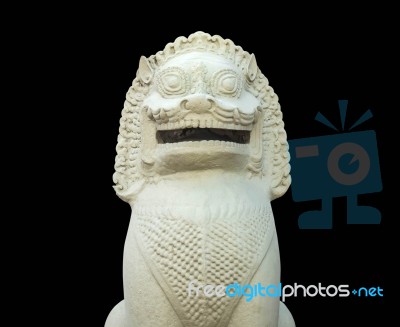 Lion Statue With A Black Background Stock Photo