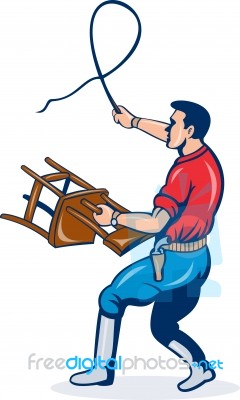 Lion Tamer With Whip And Holding A Chair Stock Image