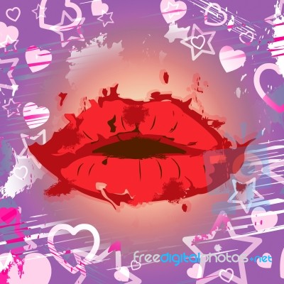 Lips Red Indicates Make Up And Beauty Stock Image