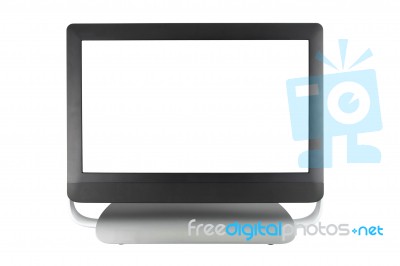 Liquid Crystal Display Personal Computer On White Background Stock Photo