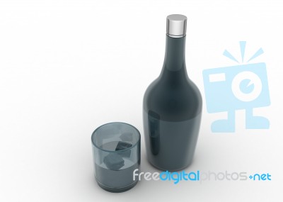 Liquor Bottle And Glass Stock Image