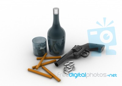 Liquor Bottle And Glass Stock Image