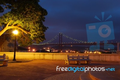 Lisbon Bridge - April 25th (night Scene) Stock Photo