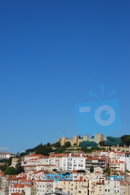 Lisbon Cityscape With Sao Jorge Castle Stock Photo