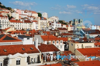 Lisbon Cityscape With S頃athedral Stock Photo