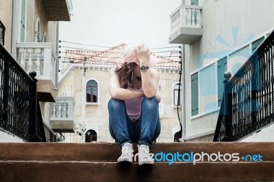 Listening To Music Stock Photo