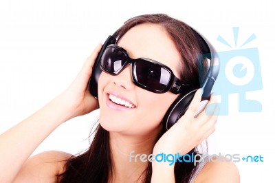 Listening To Music Stock Photo