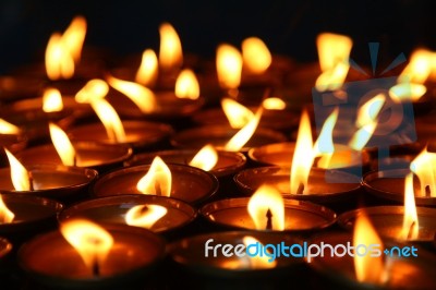 Lit Candles Stock Photo