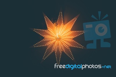 Lit Up Glowing Christmas Star Background Stock Photo