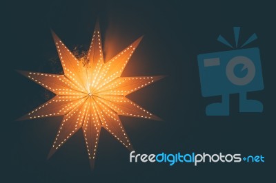 Lit Up Glowing Christmas Star Background Stock Photo