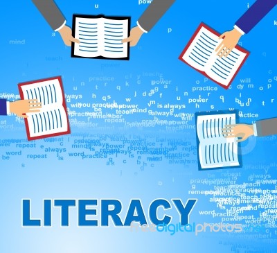 Literacy Books Shows Literature Reading And Ability Stock Image