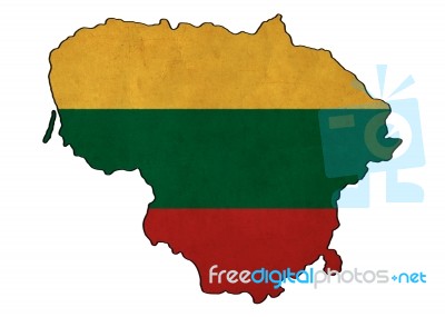 Lithuania Map On Lithuania Flag Drawing ,grunge And Retro Flag S… Stock Image