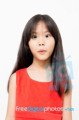 Little Asian Girl In Surprise Action Stock Photo