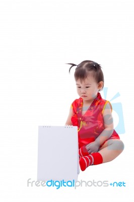 Little Asian Girl (thai) In Traditional Chinese Cheongsam Stock Photo