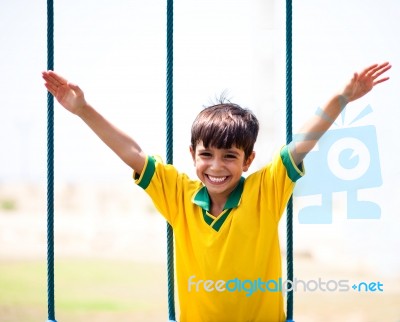 Little Boy Having Fun Stock Photo