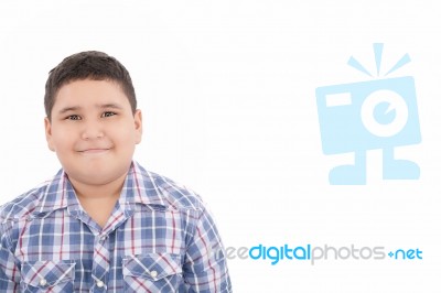 Little Boy On White Background Stock Photo