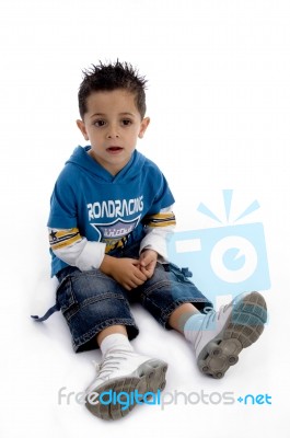 Little Boy Sitting Stock Photo