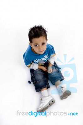 Little Boy Sitting Stock Photo