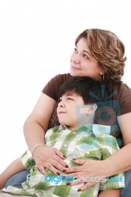 Little Boy With His Mother Stock Photo