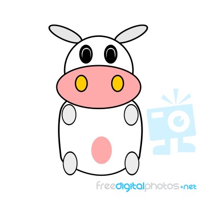 Little Cartoon Cow Isolated Stock Image