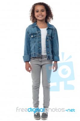 Little Fashionable Girl Posing Stock Photo