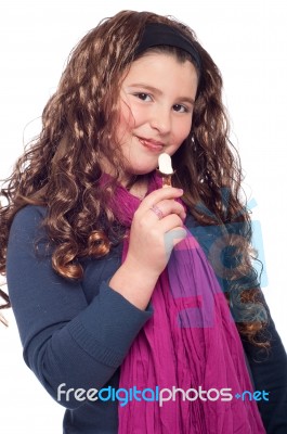 Little Girl With Ice Cream Stock Photo