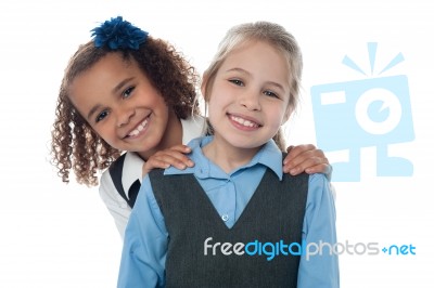 Little Girls Posing Together Stock Photo