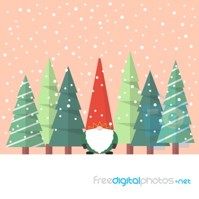 Little Santa Claus With Christmas Tree Stock Image