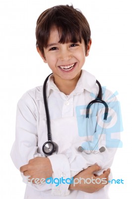 Little Young Boy Doctor Stock Photo