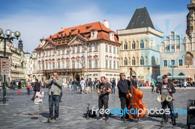 Live Music In The Old Town Square In Prague Stock Photo