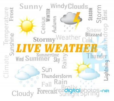 Live Weather Represents Meteorological Conditions And Outlook No… Stock Image