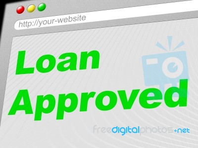 Loan Approved Indicates Advance Assurance And Passed Stock Image