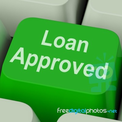 Loan Approved Key Shows Credit Lending Agreement Stock Image