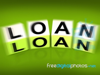 Loan Blocks Displays Funding Lending Or Loaning Stock Image