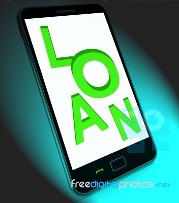 Loan On Mobile Means Lending Or Providing Advance Stock Image