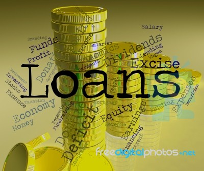 Loans Word Indicates Advance Credit And Lending Stock Image