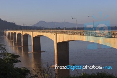 Loas-japan Bridge Crossing Mekong River In Champasak  Southern O… Stock Photo