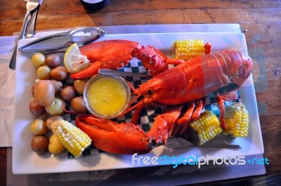 Lobster Dinner Stock Photo