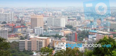 Local City Top Scence And Far Away Fog Stock Photo